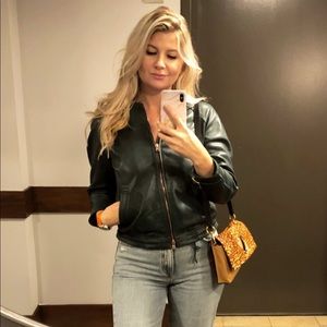 JCrew Bobmer Leather Jacket Dark Green